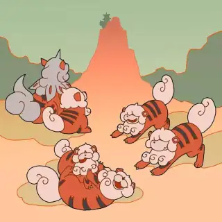 关都#0059传说宝可梦，风速狗(ウインディ)插画图片