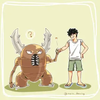 关都#0127锹形虫宝可梦，凯罗斯(カイロス)插画图片
