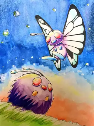 关都#48昆虫宝可梦，毛球(コンパン)插画图片