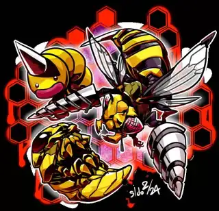关都#15毒蜂宝可梦，大针蜂(スピアー)插画图片