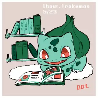 关都#1种子宝可梦，妙蛙种子(フシギダネ)插画图片