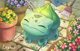 关都#1种子宝可梦，妙蛙种子(フシギダネ)插画图片