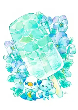 关都#501海獭宝可梦，水水獭(ミジュマル)插画图片