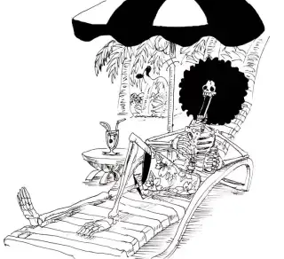 草帽海贼团的音乐家，“灵魂之王”布鲁克插画壁纸图片